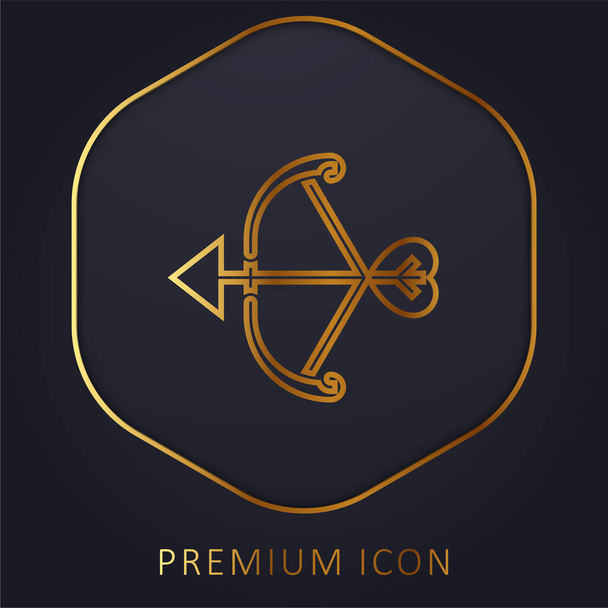 Bow línea dorada logotipo premium o icono - Vector, imagen