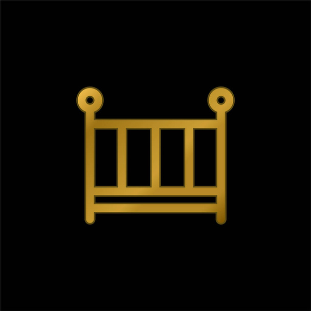 Baby Bed gold plated metalic icon or logo vector - Vector, Image