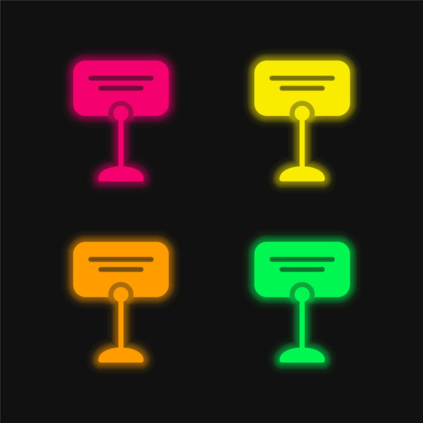 Booked quatro cores brilhante ícone vetor de néon - Vetor, Imagem