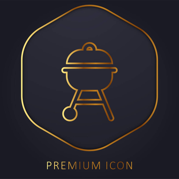 Bbq linha dourada logotipo premium ou ícone - Vetor, Imagem