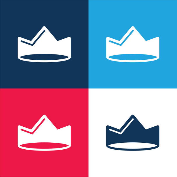 Korona niebieski i czerwony zestaw czterech kolorów minimalny zestaw ikon - Wektor, obraz
