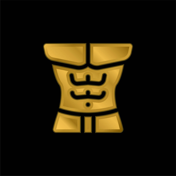 Abdominal banhado a ouro ícone metálico ou vetor logotipo - Vetor, Imagem