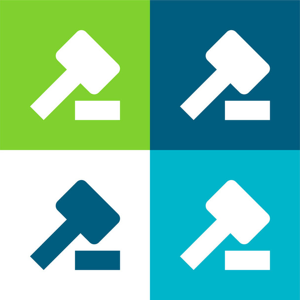 Subasta plana de cuatro colores mínimo icono conjunto - Vector, imagen