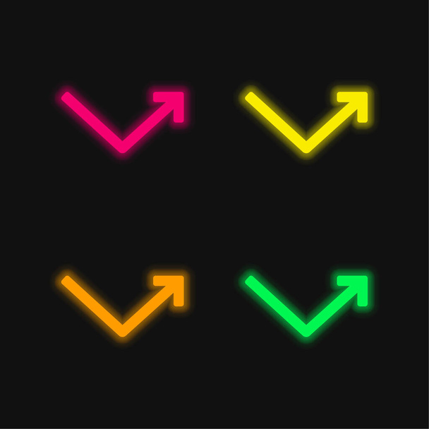 Bounce четыре цвета светящийся неоновый вектор значок - Вектор,изображение