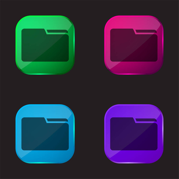 Fekete mappa interfész szimbólum négy színű üveg gomb ikon - Vektor, kép