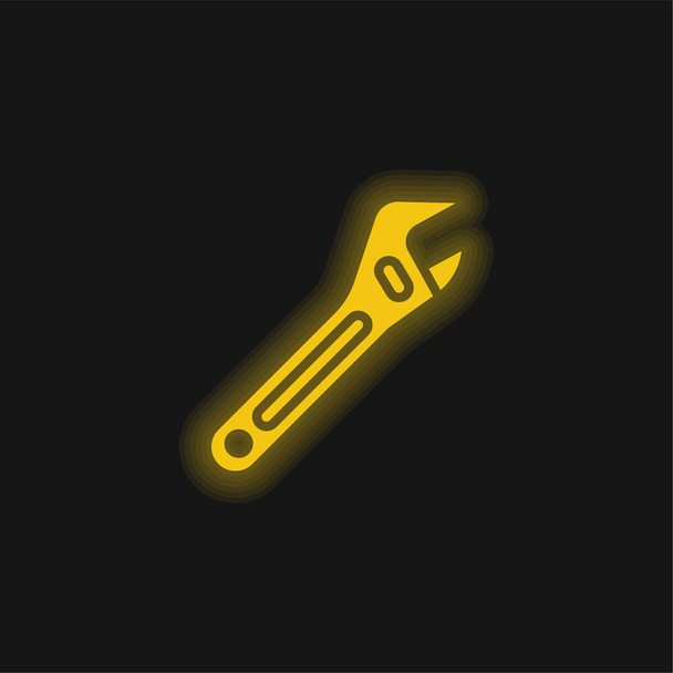 Regulowany Spanner żółty świecący neon ikona - Wektor, obraz