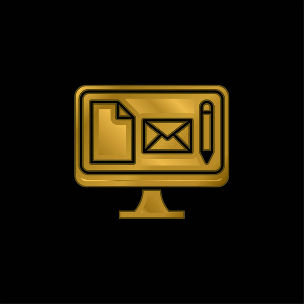 Branding gold plated metalic icon or logo vector - Vector, Image