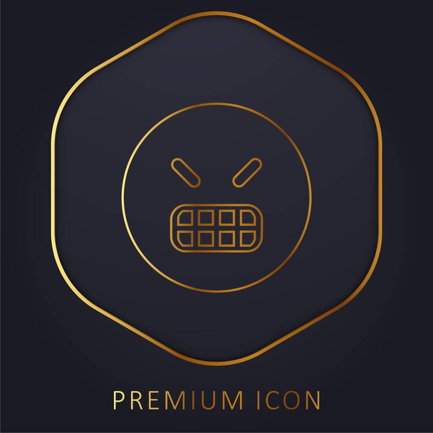 Emoticono enojado cara cuadrada línea dorada logotipo premium o icono - Vector, Imagen
