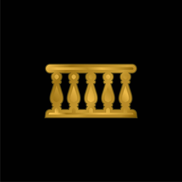 Balcón chapado en oro icono metálico o logo vector - Vector, Imagen