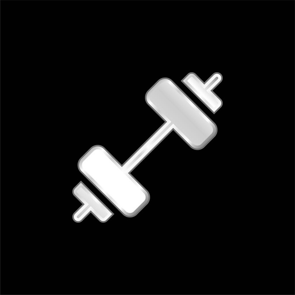 Barbell silver plated metallic icon - Vector, Image