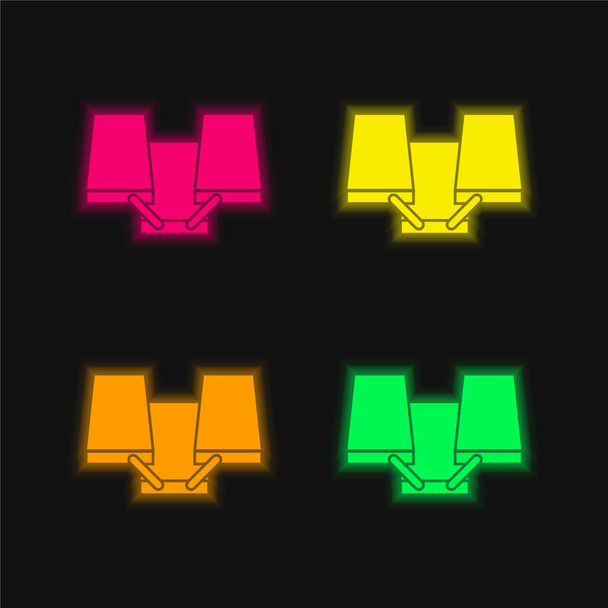 Kunstwerkzeug vier Farben leuchtende Neon-Vektor-Symbol - Vektor, Bild