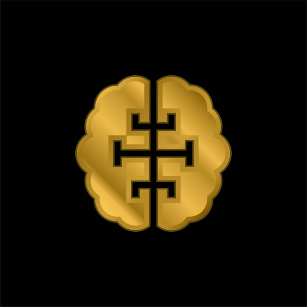Mozkové pozlacené kovové ikony nebo vektor loga - Vektor, obrázek