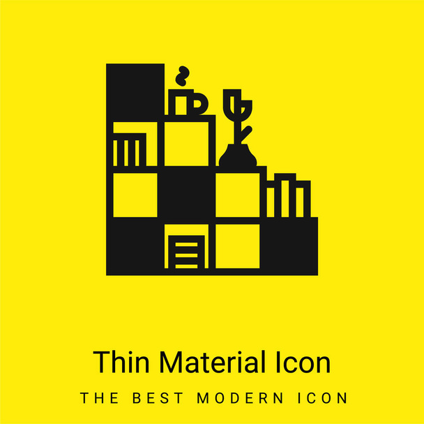 Bookshelf minimal bright yellow material icon - Vector, Image