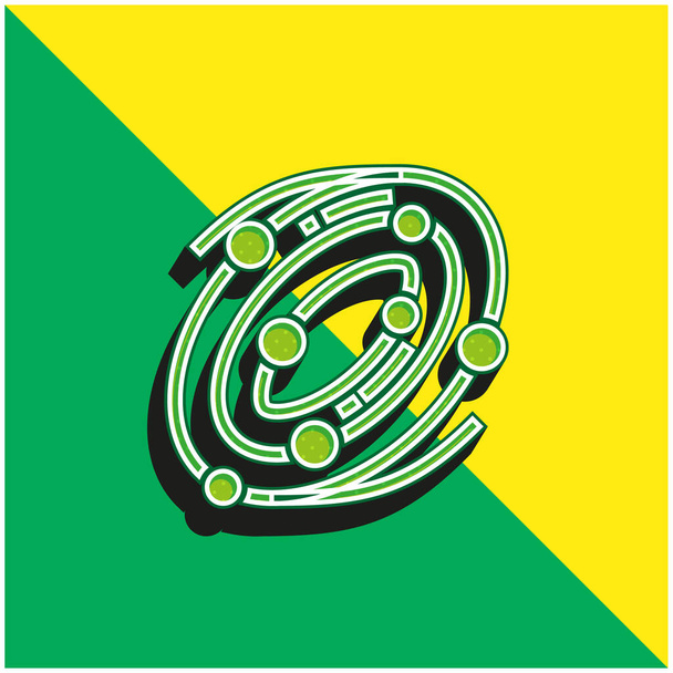 天文学グリーンと黄色の現代的な3Dベクトルアイコンのロゴ - ベクター画像