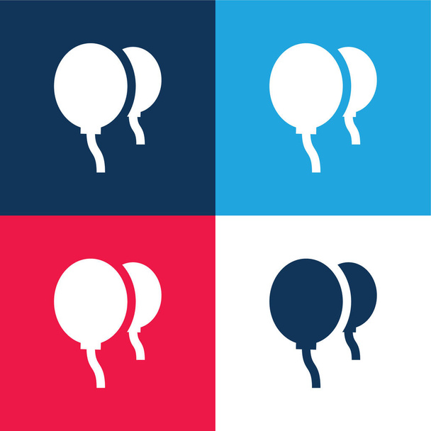 Palloncini blu e rosso set di icone minimali a quattro colori - Vettoriali, immagini