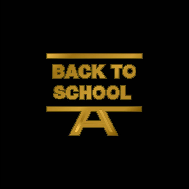 Back To School gold plated metalic icon or logo vector - Vector, Image
