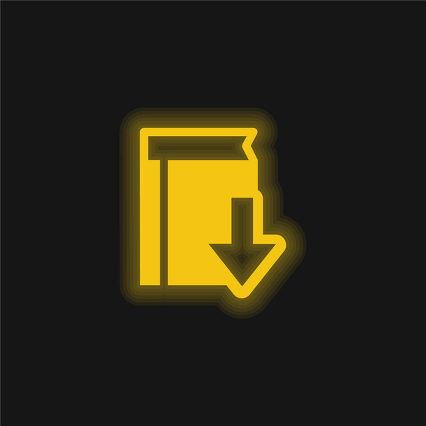 Книга Завантажити інтерфейс Символ жовтого сяючого неонового значка
 - Вектор, зображення