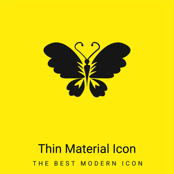 Black Butterfly Top View With Opened Wings minimal bright yellow material icon - Vector, Image