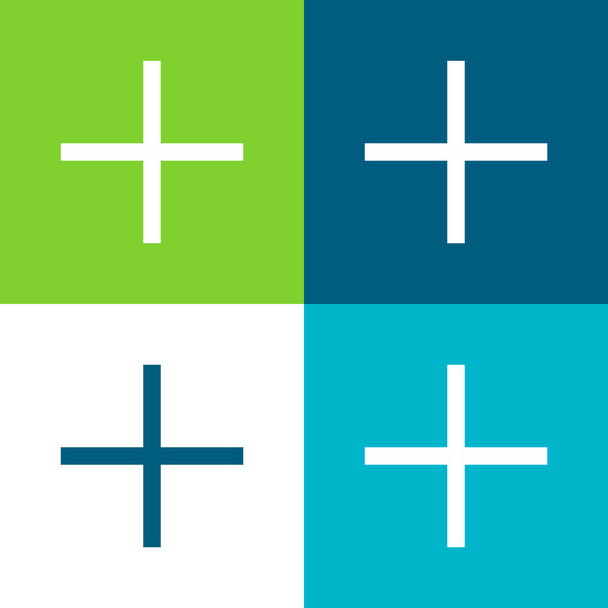 Flache vier Farben minimalen Symbolsatz hinzufügen - Vektor, Bild