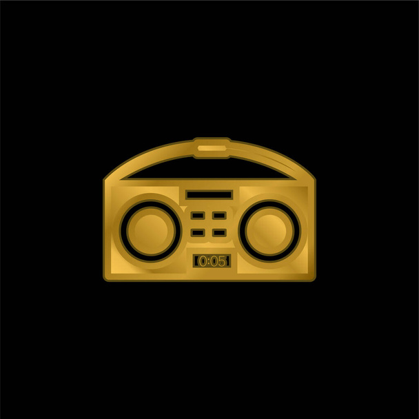 Boombox gold plated metalic icon or logo vector - Vector, Image