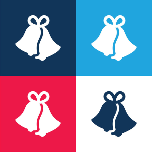 Campanas azul y rojo conjunto de iconos mínimo de cuatro colores - Vector, Imagen