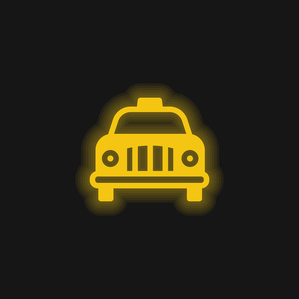 Luchthaven Taxi geel gloeiende neon pictogram - Vector, afbeelding