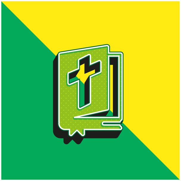 Bijbel Groen en geel modern 3D vector icoon logo - Vector, afbeelding