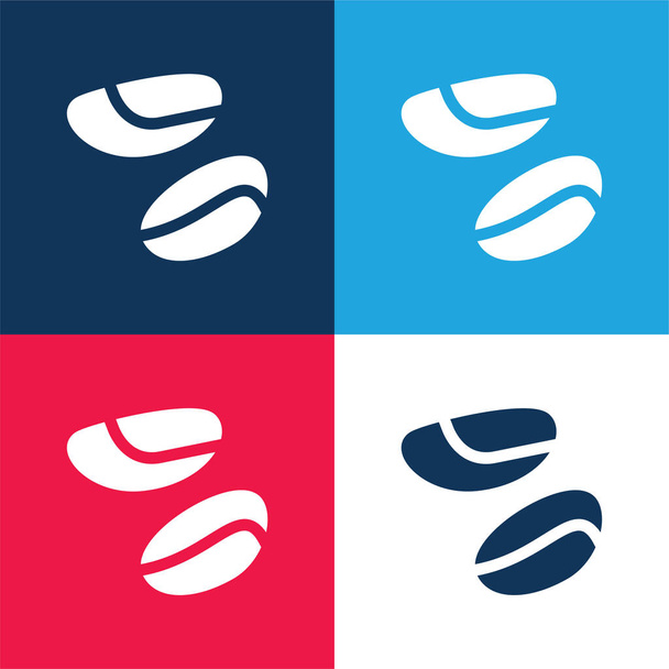 Brasil Nozes azul e vermelho quatro cores conjunto de ícones mínimos - Vetor, Imagem