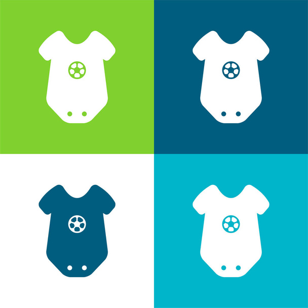 Roupas de bebê Onesie com design de estrela Conjunto de ícones mínimos de quatro cores plano - Vetor, Imagem