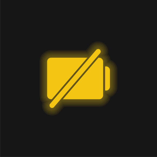 Battery With A Slash yellow glowing neon icon - Vector, Image
