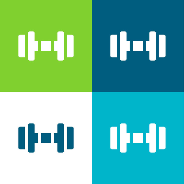 Barbell Επίπεδη τέσσερις χρώμα ελάχιστο σύνολο εικονιδίων - Διάνυσμα, εικόνα