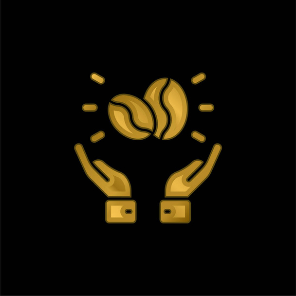 Beans gold plated metalic icon or logo vector - Vector, Image