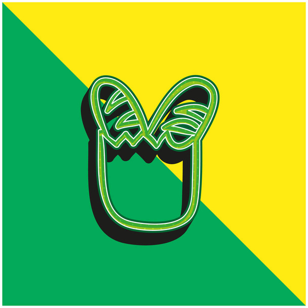 Baguettes in Shopping Bag Outline Zöld és sárga modern 3D vektor ikon logó - Vektor, kép