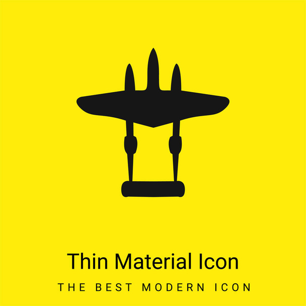 Airplane Black Shape icona materiale giallo brillante minimo - Vettoriali, immagini