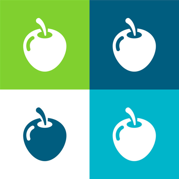 großer Apfel flach vier Farben minimales Symbol-Set - Vektor, Bild