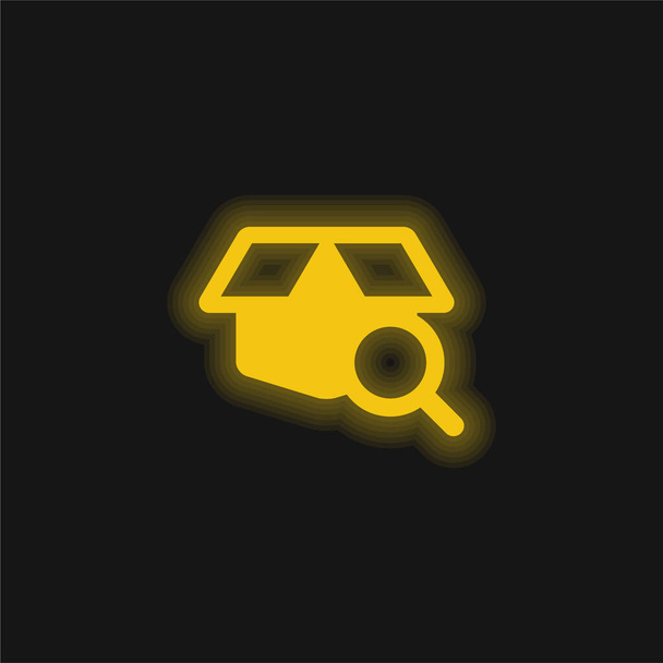 Box gelb leuchtende Neon-Symbol - Vektor, Bild