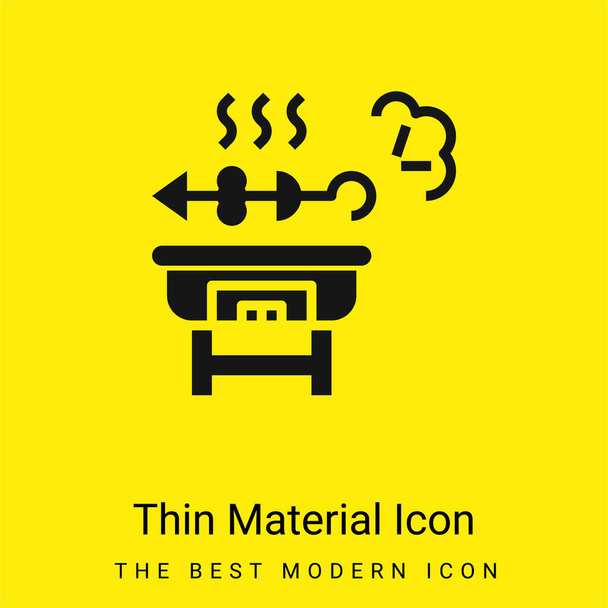 Bbq minimális élénk sárga anyag ikon - Vektor, kép