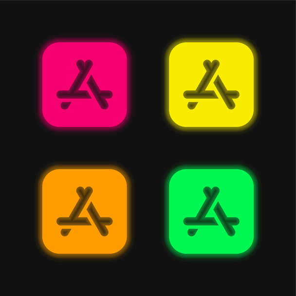App Store four color glowing neon vector icon - Vector, Image