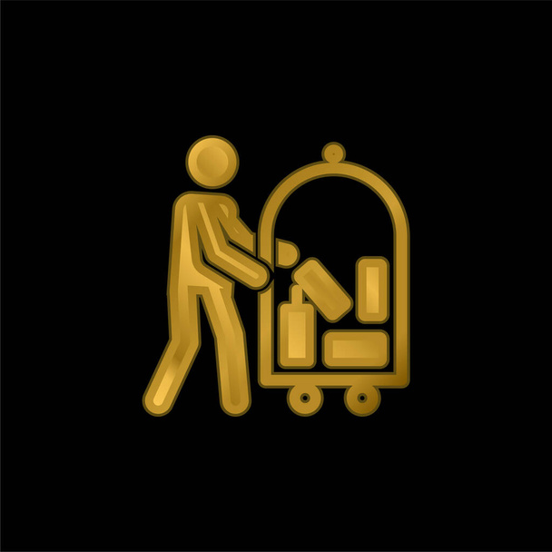Bellboy gold plated metalic icon or logo vector - Vector, Image