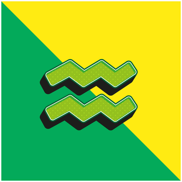 Υδροχόος Πράσινο και κίτρινο σύγχρονο 3d διάνυσμα εικονίδιο λογότυπο - Διάνυσμα, εικόνα