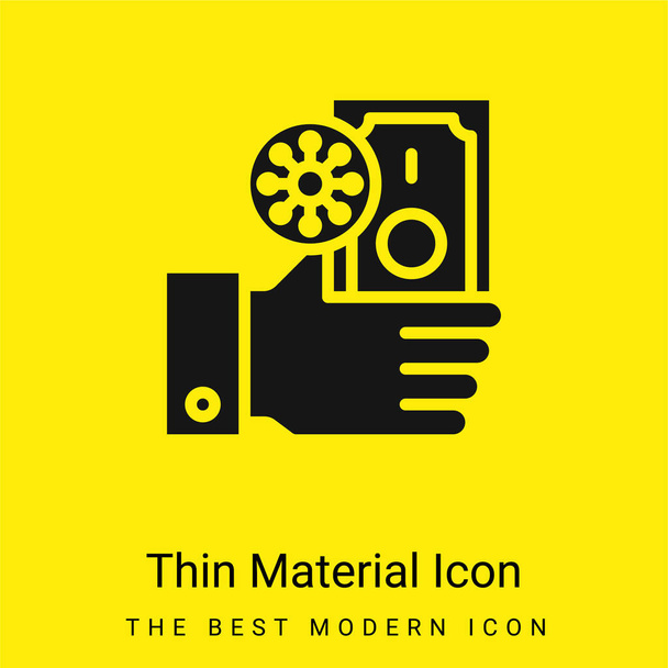 Банкнота минимальная ярко-желтая икона материала - Вектор,изображение