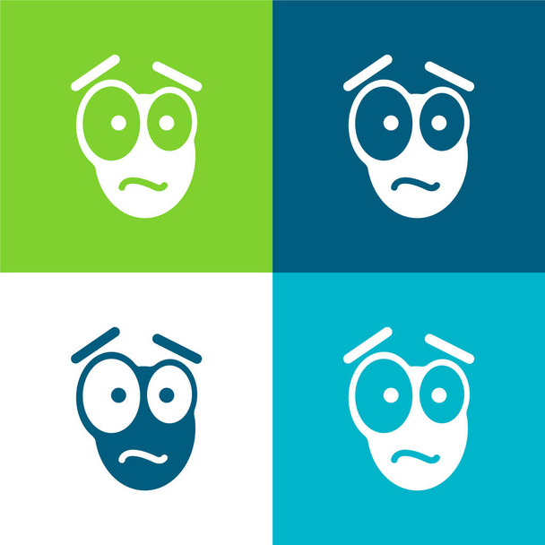 Afraid Face Flat ensemble d'icônes minimes quatre couleurs - Vecteur, image