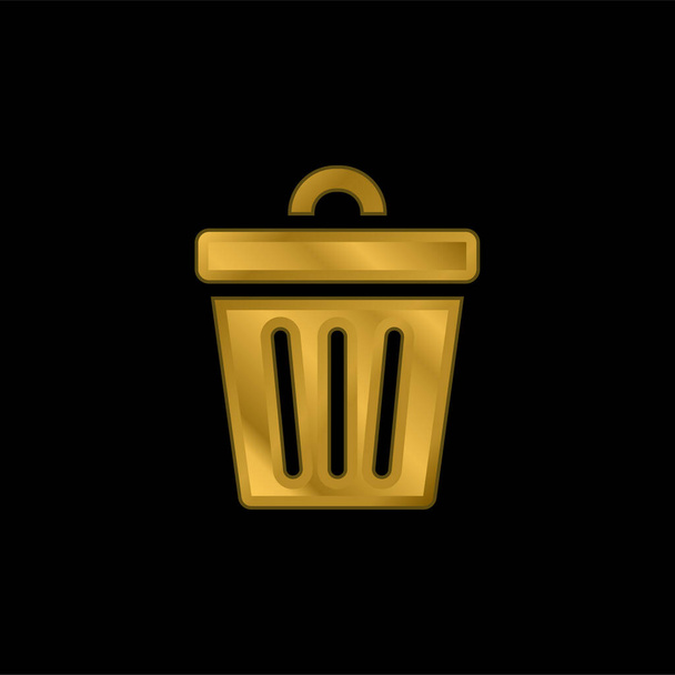 Bin banhado a ouro ícone metálico ou vetor logotipo - Vetor, Imagem