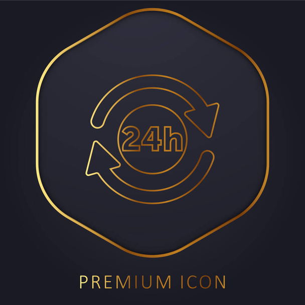 24 Heures Symbole ligne dorée logo premium ou icône - Vecteur, image