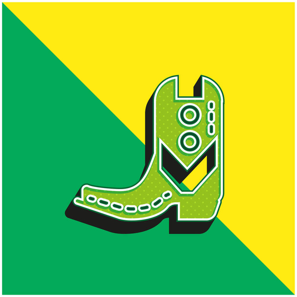 Boot Zöld és sárga modern 3D vektor ikon logó - Vektor, kép