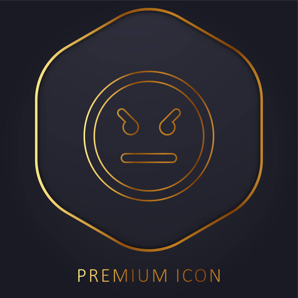 Emoticono enojado cara cuadrada línea dorada logotipo premium o icono - Vector, imagen