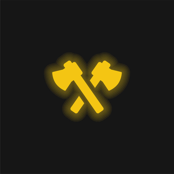 Axes yellow glowing neon icon - Vector, Image