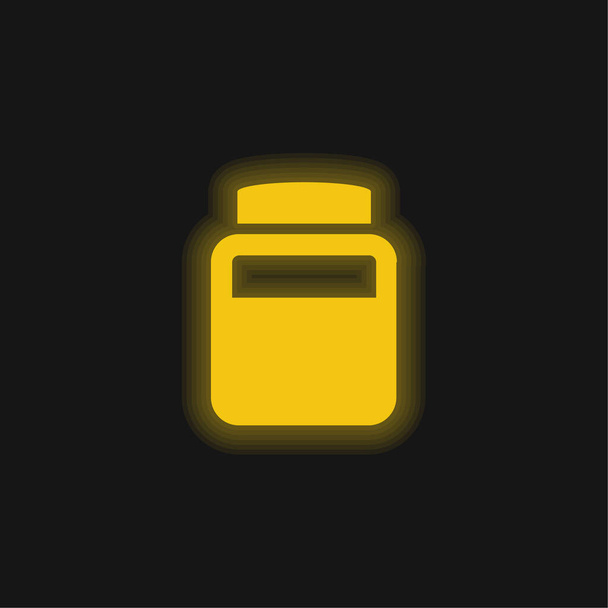 Pullo kemiallisia elementtejä keltainen hehkuva neon kuvake - Vektori, kuva