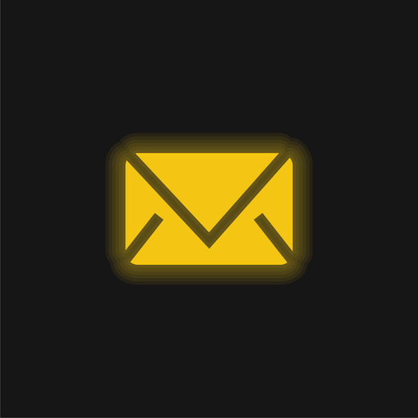 Black Closed Envelope yellow glowing neon icon - Vector, Image