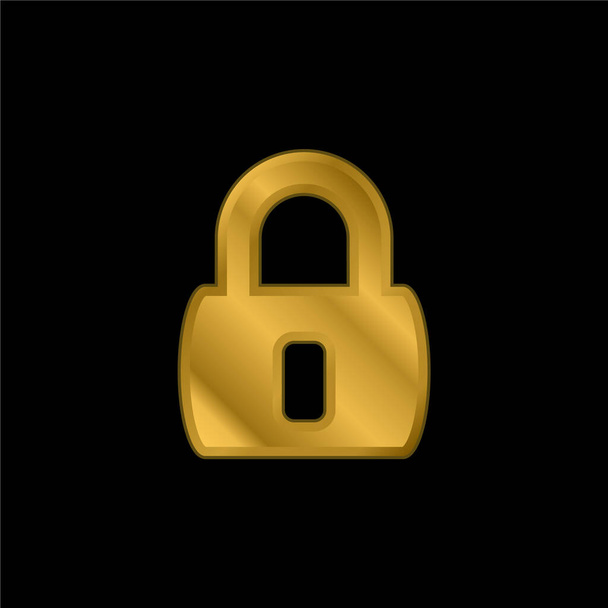 Blocked Padlock gold plated metalic icon or logo vector - Vector, Image